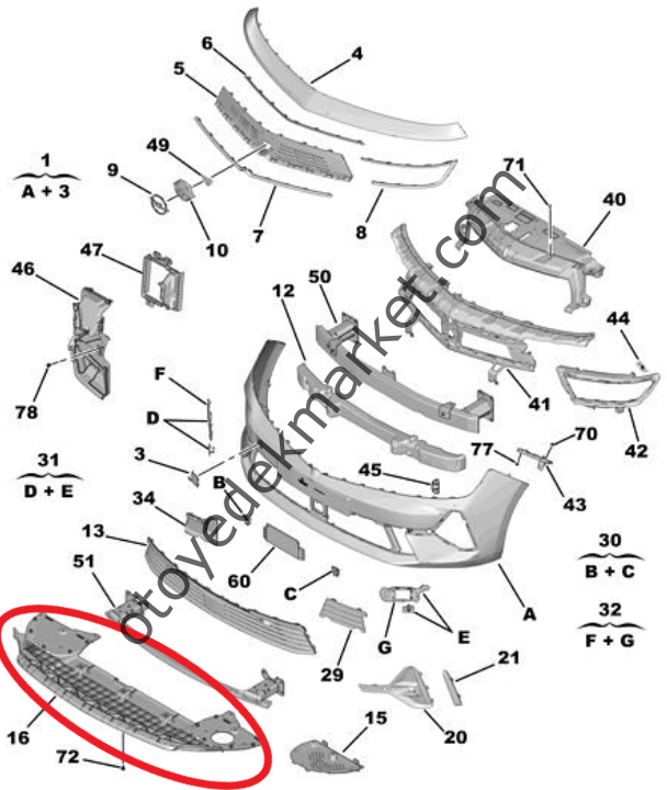 Opel Astra (2022-2024) Ön Tampon Alt Plastik Bakaliti (Orijinal)