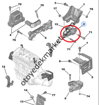 Peugeot Partner Tepee (2008-2015) 1.6 Hdi Sağ Alt Motor Takozu (Ytt)