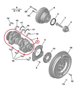 Peugeot 3008 (2024-2025) 1.2 Hybrid Motor Krank Mili (Orijinal)