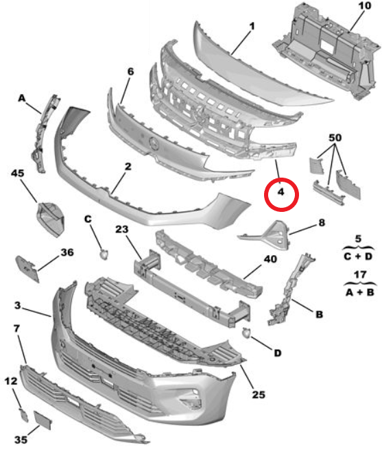Opel Combo (2024-2025) Ön Tampon Izgarası (Orijinal)