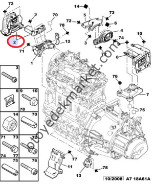 PEUGEOT 301 (2012-2022) 1,6 HDİ SAĞ ÜST MOTOR TAKOZU (ORİJİNAL)