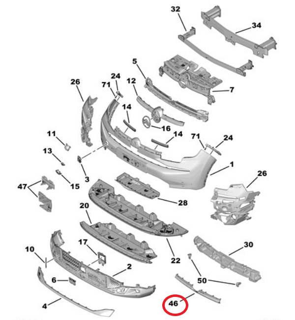 Citroen C4 ve C4 X (2025-2026) Ön Tampon Izgara Kapağı (Orijinal)