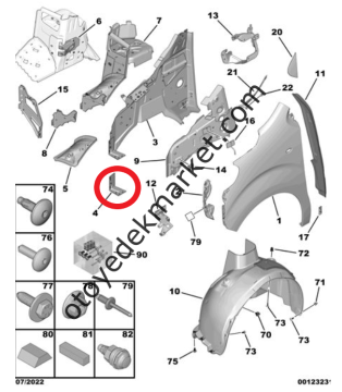 Opel Zafira Life (2021-2024) Sağ Ön Çamurluk Bağlantı Ayağı (Orjinal)
