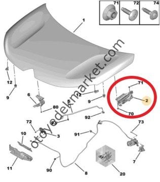 Peugeot 3008 (2016-2024) Motor Kaput Menteşesi Sağ Taraf (İthal)
