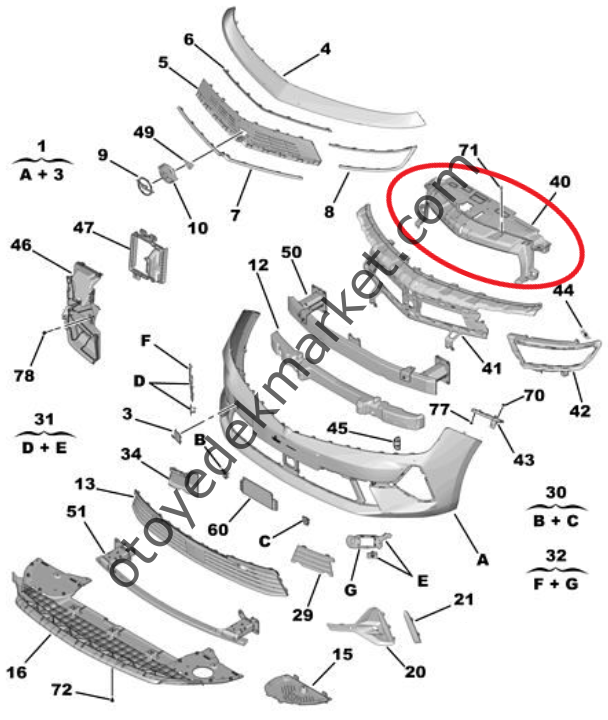 Opel Astra (2022-2024) Ön Tampon İç Demiri (Orijinal)