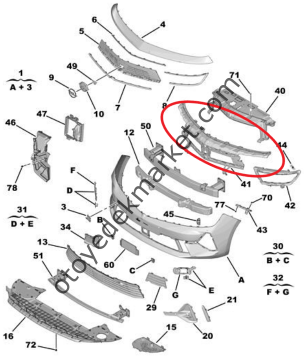 Opel Astra (2022-2024) Ön Tampon İç Plastik İskeleti (Orijinal)