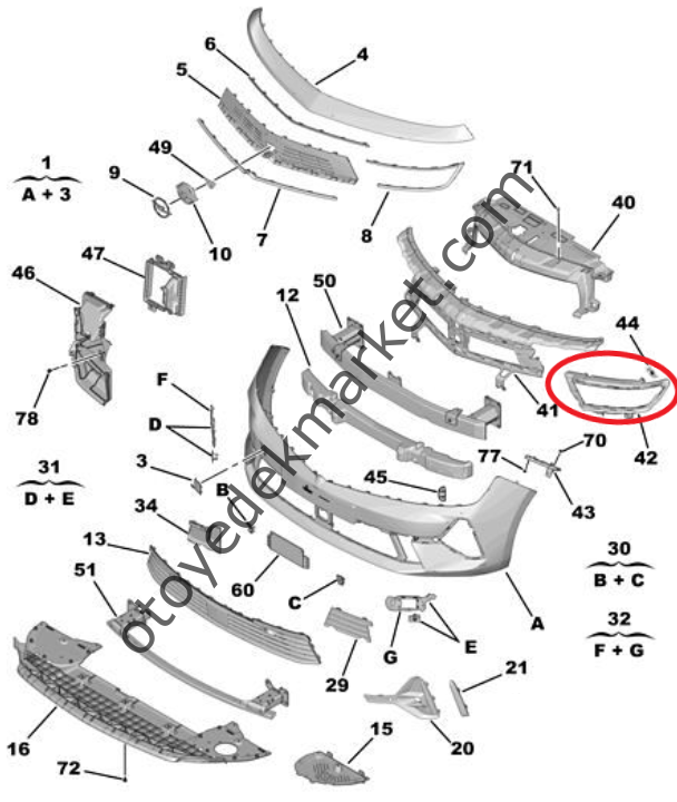 Opel Astra (2022-2024) Ön Tampon Sol Mesnedi (Orijinal)