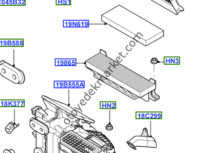 Ford Connect (2003-2013) Yuva Polen Filtre Alt (Otosan)