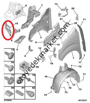 Opel Zafira Life (2021-2024) Sağ Ön Çamurluk Bağlantı Sacı (Orjinal)