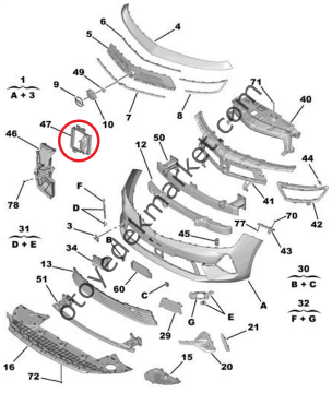 Opel Astra (2022-2024) Ön Tampon Arka Hava Giriş Kanalı (Orijinal)