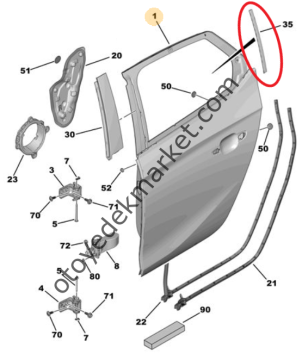 Opel Corsa (2020-2024) Sağ Arka Kapı Süsü (Orijinal)