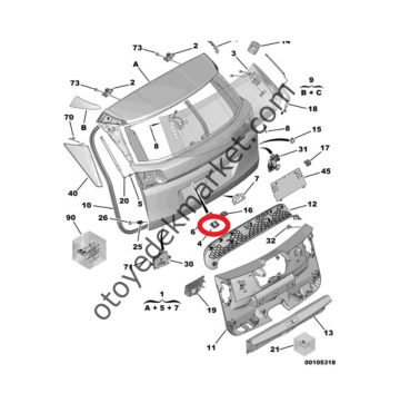 Peugeot 3008 (2016-2023) Arka Kamera Plastiği (Orijinal)