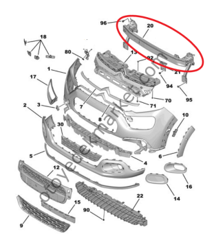 Citroen Cactus (2014-2020) Ön Tampon Demiri (Orijinal)