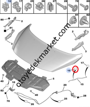 Opel Zafira Life (2021-2024) Kaput Demir Tutucu (Orijinal)