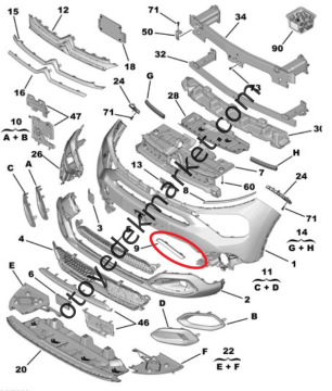 Citroen C4 X (2021-2026) Ön Tampon Sol Lamba Çıtası (Krom Gri Renginde) (İthal)