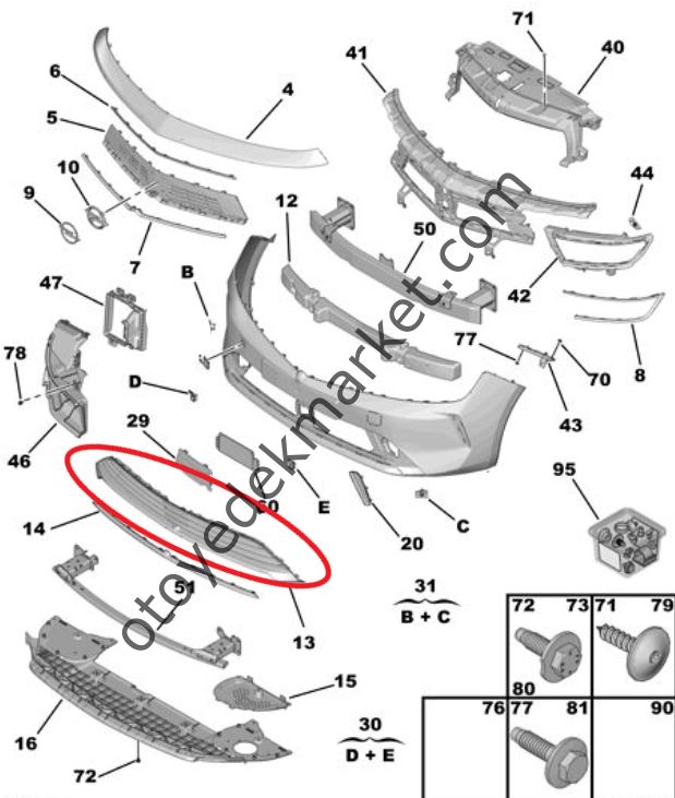 Opel Astra (2022-2024) Ön Tampon Alt Çıtası (Orijinal)