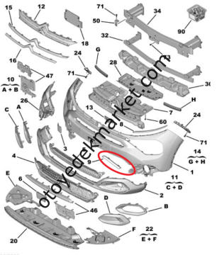 Citroen C4 X (2021-2024) Ön Tampon Sağ Lamba Çıtası (Krom Gri Renginde) (İthal)