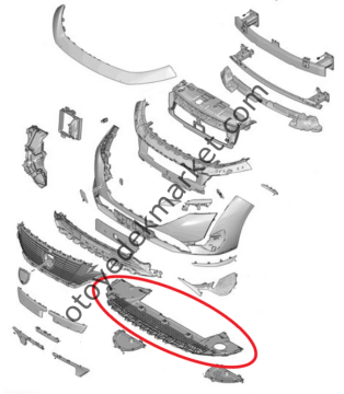 Peugeot 308 (2022-2023) Ön Tampon Alt Plastik Koruma Difüzörü (Orijinal)