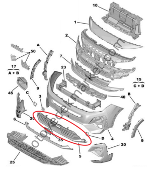 Opel Combo (2024-2025) Ön Tampon Alt Izgarası (Orijinal)