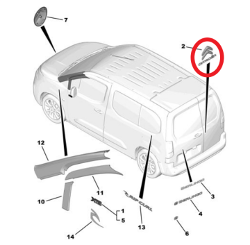 Citroen Berlingo (2024-2025) Bagaj Kapağı ''Citroen Amblemi'' ve ''Yazısı'' (Orijinal)
