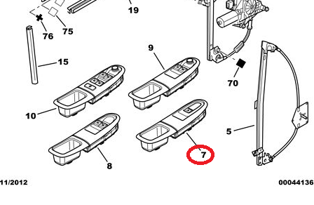 PEUGEOT 406 SAĞ ÖN CAM KUMANDA DÜĞMESİ