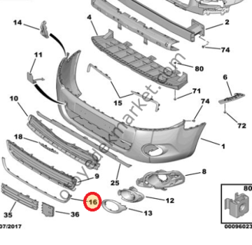 Peugeot Partner Tepee (2012-2015) Ön Tampon Izgara Çıtası (İthal)