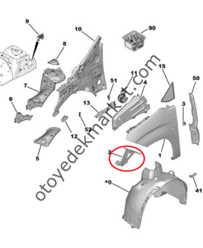 Citroen Berlingo (2019-2025) Sol Ön Çamurluk Bağlantı Sacı (Orijinal)