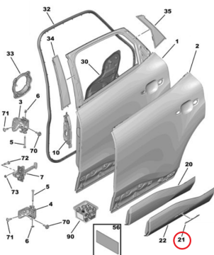Citroen  C4 ve C4 X (2021-2025) Arka Kapı Çıtası Sarı (Orijinal)