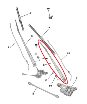 Opel Grandland (2024-2026) Ön Cam Sağ Silecek Kolu (Orijinal)