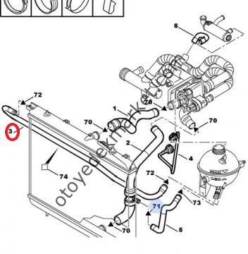 Peugeot 206 (1999-2012) Yedek Su Depo Üst Hortumu (Orijinal)