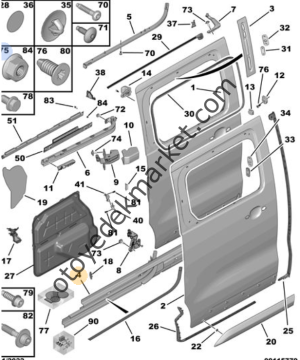 Opel Zafira Life (2021-2024) Sağ Sürgülü Kapı Alt Rayı (Orijinal)