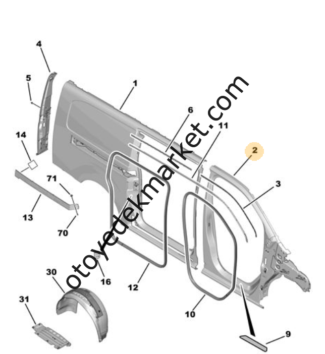 Opel Zafira Life (2021-2024) Sol Ön Kabin Çerçevesi Lastiği (Orijinal)
