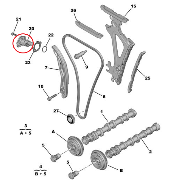 Peugeot 3008 (2024-2025) 1.2 Benzinli Eksantrik Zincir Gergisi (Orijinal)