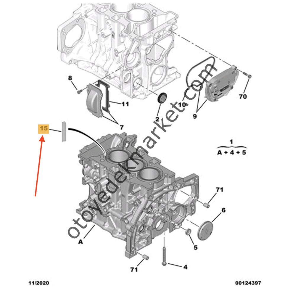 Opel Mokka (2021-2024) 1.2 T Benzinli Silindir Blok Su Yönlendirici Deflektör Takozu (Orijinal)
