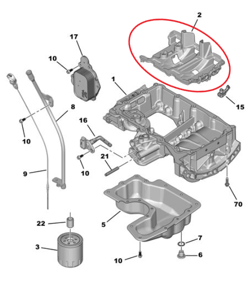 Peugeot 3008 (2024-2025) 1.2 Hybrid Motor Yağ Karteri Emülsiyon Önleyici Plaka (Orijinal)