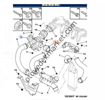 Peugeot 407 (2004-2011) 1.6 Hdi Turbo Hava Hortumu (İthal)