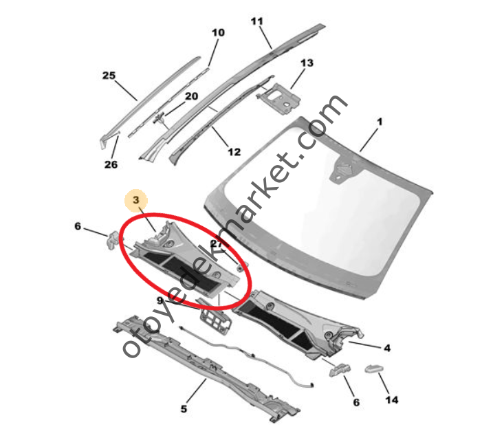 Opel Astra (2022-2024) Ön Cam Sağ Izgarası (Orijinal)