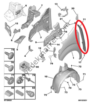 Peugeot Expert (2017-2024) Sağ Ön Çamurluk Ara Contası (Orjinal)