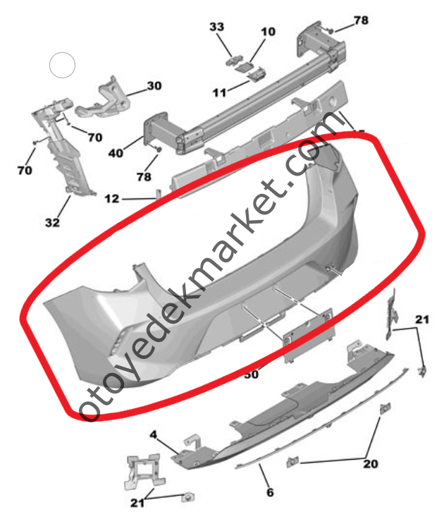 Opel Astra (2022-2024) Arka Tampon (Orijinal)