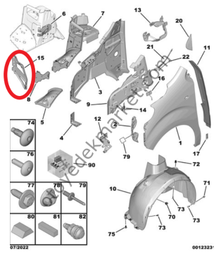 Peugeot Expert (2017-2024) Sağ Ön Çamurluk Bağlantı Sacı (Orjinal)