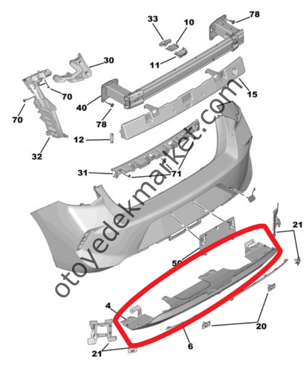 Opel Astra (2022-2024) Arka Tampon Eteği (Orijinal)