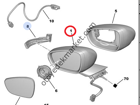 PEUGEOT 508 (2012-2017) SAĞ DİKİZ AYNASI (ORİJİNAL)