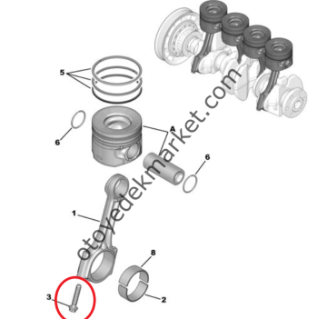 Peugeot 2008 (2018-2019) 1.5 BlueHdi Piston Kol / Biyel Cİvata Takımı Orijinal)