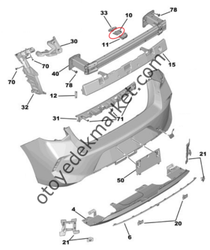 Opel Astra (2022-2024) Arka Tampon Kamera Alt Bağlantı Desteği (Orijinal)