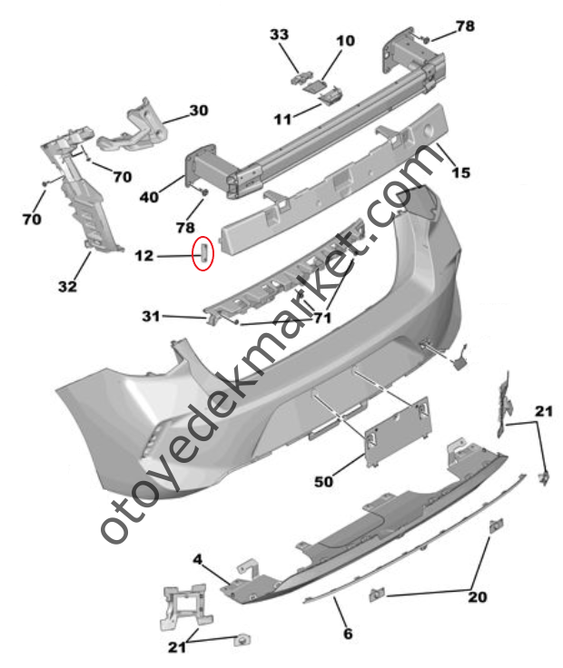 Opel Astra (2022-2024) Arka Tampon Kapağı, Sol Taraf (Orijinal)