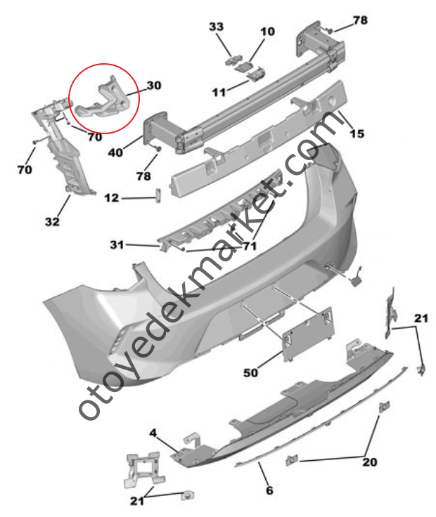 Opel Astra (2022-2024) Arka Tampon Sol Üst Bağlantı Ayağı (Orijinal)