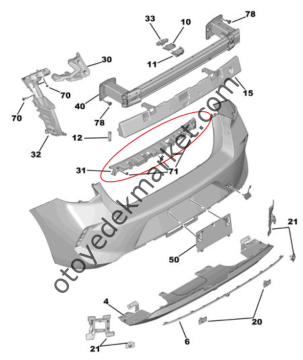 Opel Astra (2022-2024) Arka Tampon Orta Bağlantı Ayağı (Orijinal)
