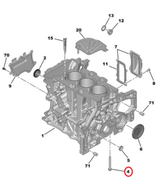 Opel Crossland X (2017-2023) 1.2 T Benzinli Motor Blok Saplama Civatası (Orijinal)
