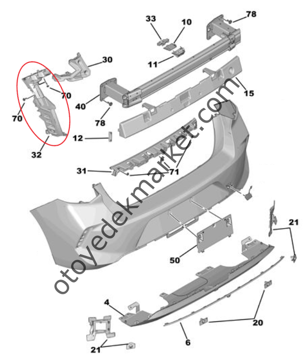 Opel Astra (2022-2024) Arka Tampon Sol Yan Bağlantı Ayağı (Orijinal)