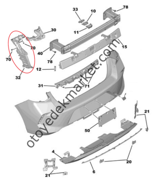 Opel Astra (2022-2024) Arka Tampon Sol Yan Bağlantı Ayağı (Orijinal)